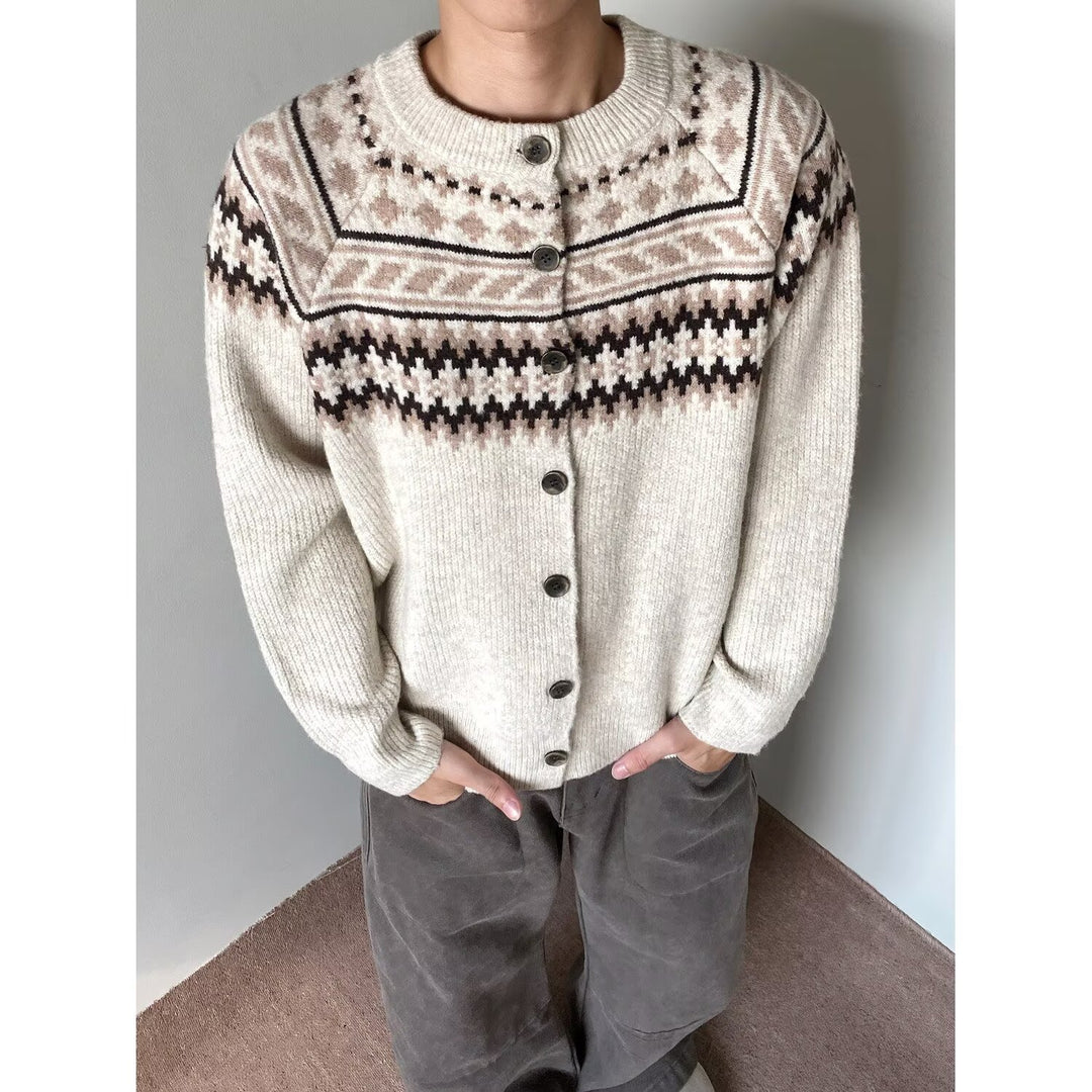 Herren Grobstrick Pullover mit geometrischem Muster Drune