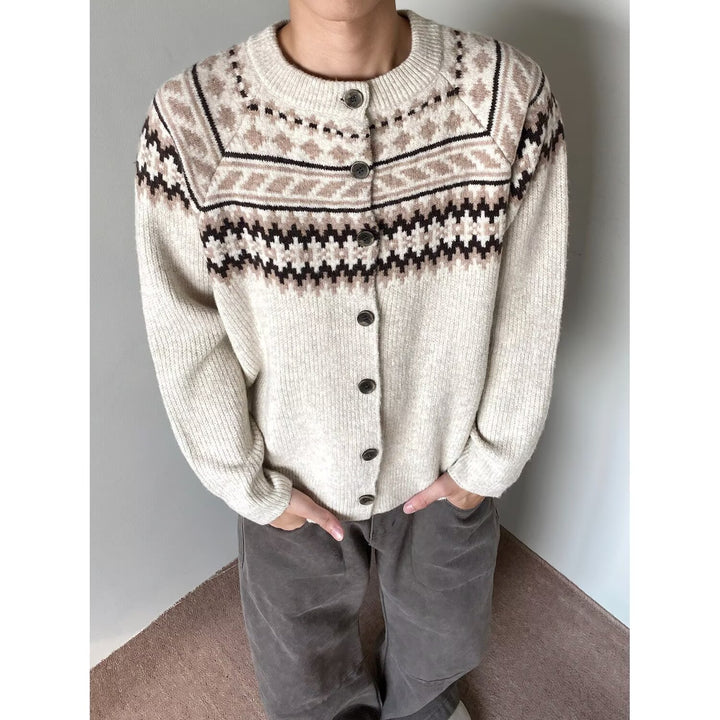 Herren Grobstrick Pullover mit geometrischem Muster Drune