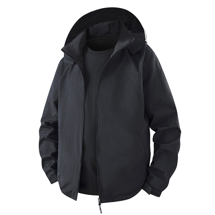 Herren Leichte wasserabweisende Kapuzen‑Shelljacke mit atmungsaktivem Meshfutter und verstellbarem Saum Drune