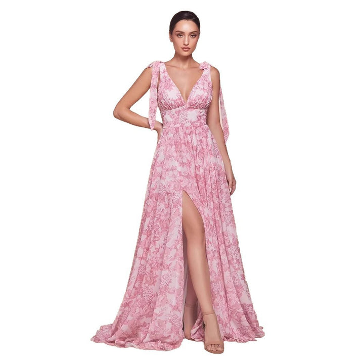 Damen Maxikleid mit floralem Muster und eleganten Trägerdetails Drune
