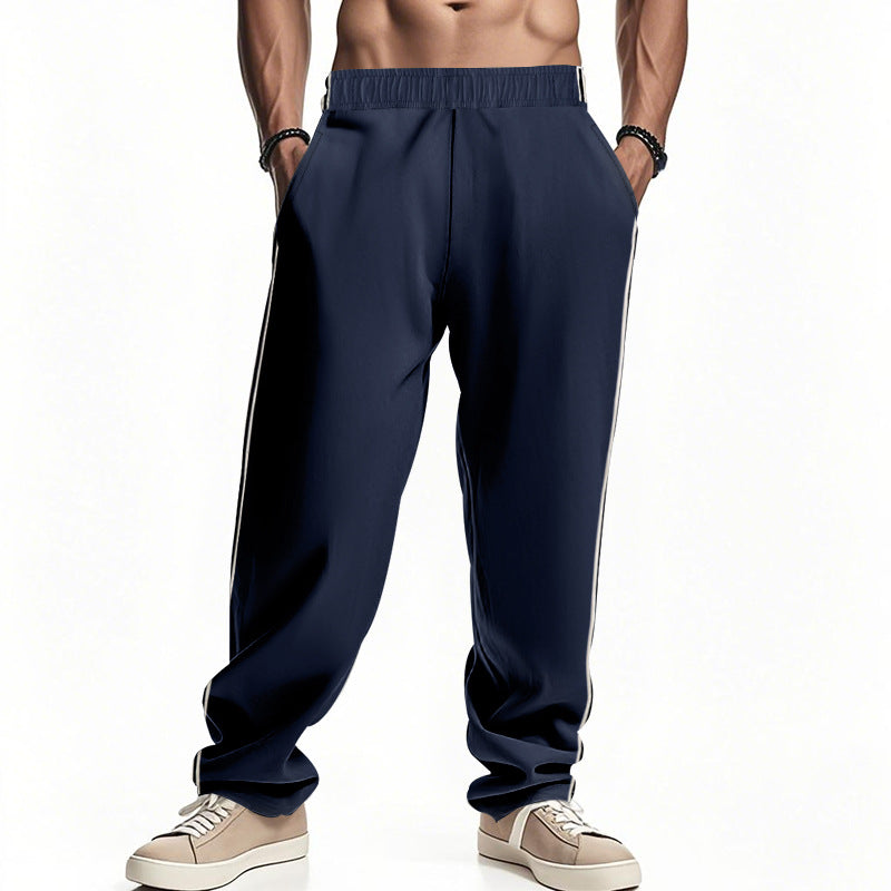 Herren nan lockere Sweat-Jogginghose mit elastischem Bund, seitlichen Doppelstreifen und weichem Baumwollmix Drune