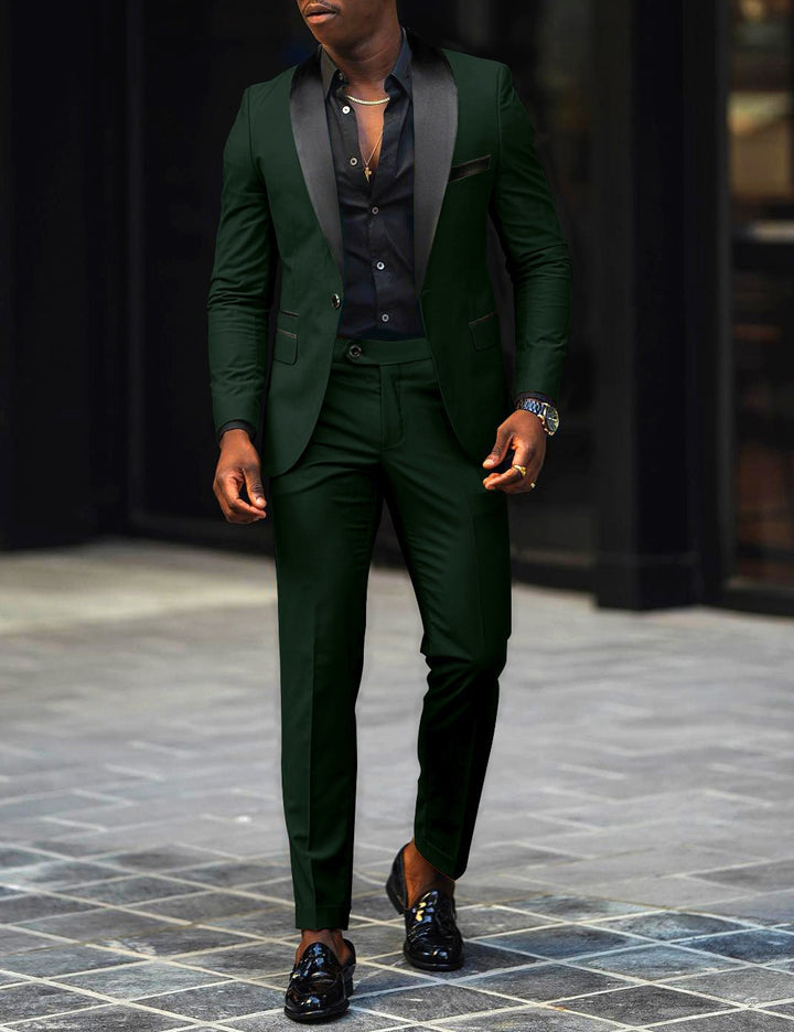 Herren Eleganter Slim-Fit Smokinganzug mit Schalkragen und taillierter Silhouette Drune