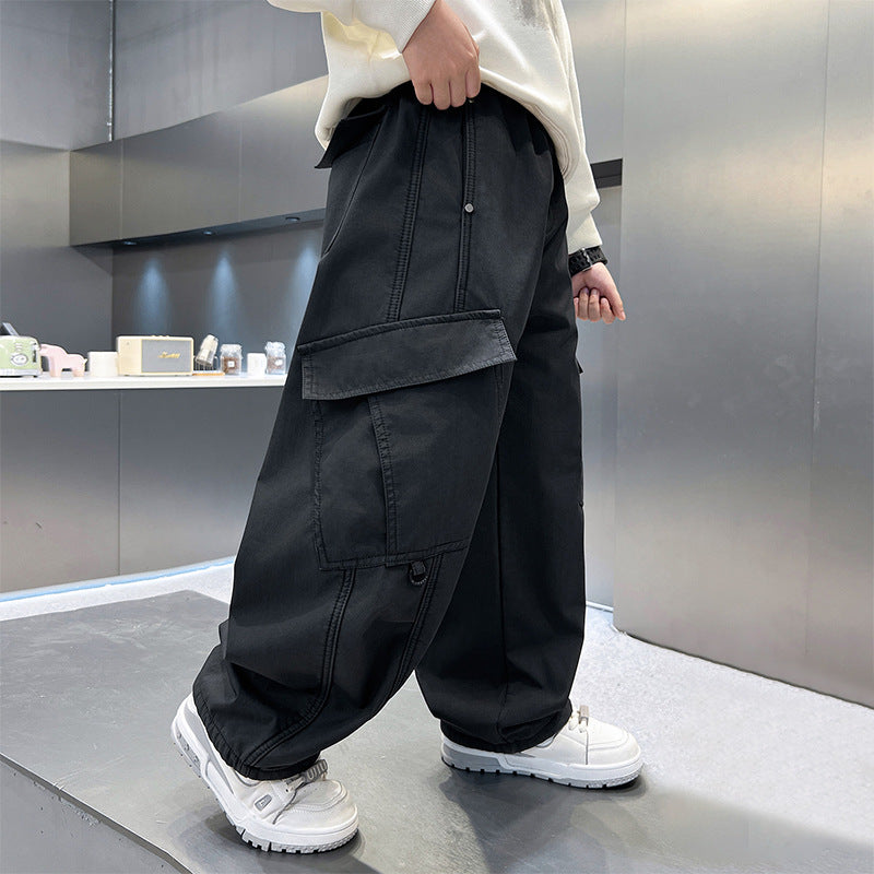 Damen lässige Cargo-Hose mit tiefen Taschen Drune