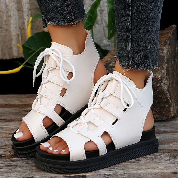 Damen  Schnür-Sandalen mit Cut-Out-Design offener Ferse und robuster Profilsohle Drune