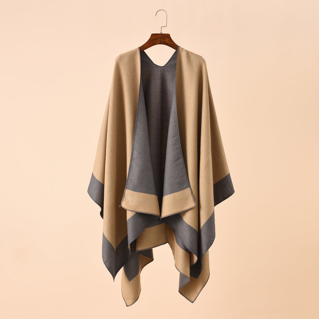 Damen Wendbarer Poncho-Cape aus Kaschmir-Mix mit Oversize-Schnitt Drune