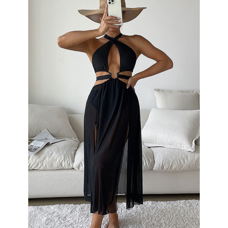 Damen Maxikleid mit Cut-Out-Details und elegantem Kreuzelement Drune