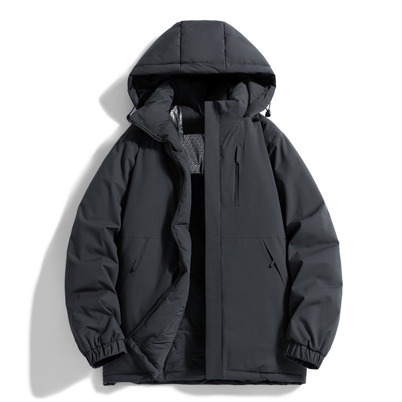 Herren Technischer Steppparka mit Kapuze, Thermo-Isolierung und Brust-Reißverschlusstasche Drune