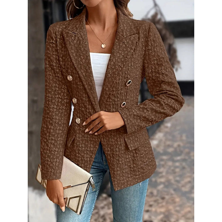 Damen Eleganter Blazer mit strukturiertem Muster und doppelter Knopfleiste Drune