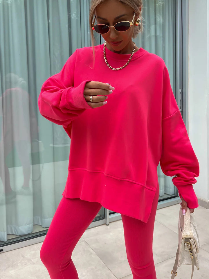 Damen Sportlicher Freizeitanzug mit oversized Sweatshirt und enganliegenden Leggings Drune
