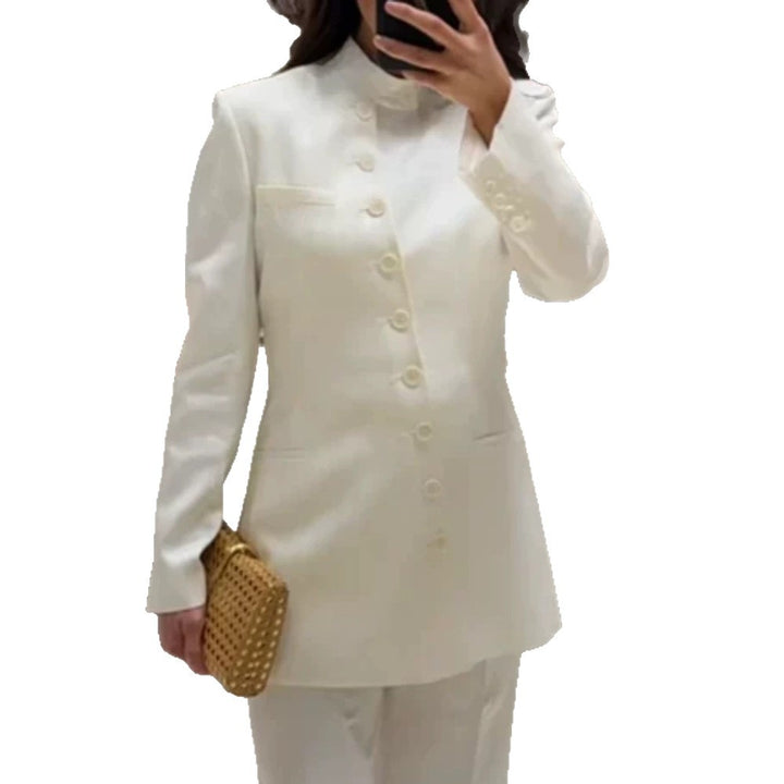 Damen Longline-Blazer mit Stehkragen und schmaler Silhouette Drune