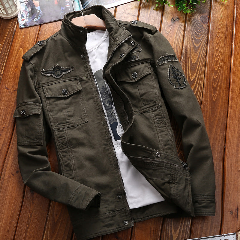 Herren nan Canvas-Pilotjacke mit Schulterpatten, aufgesetzten Klappentaschen und verstärkter Frontpartie Drune