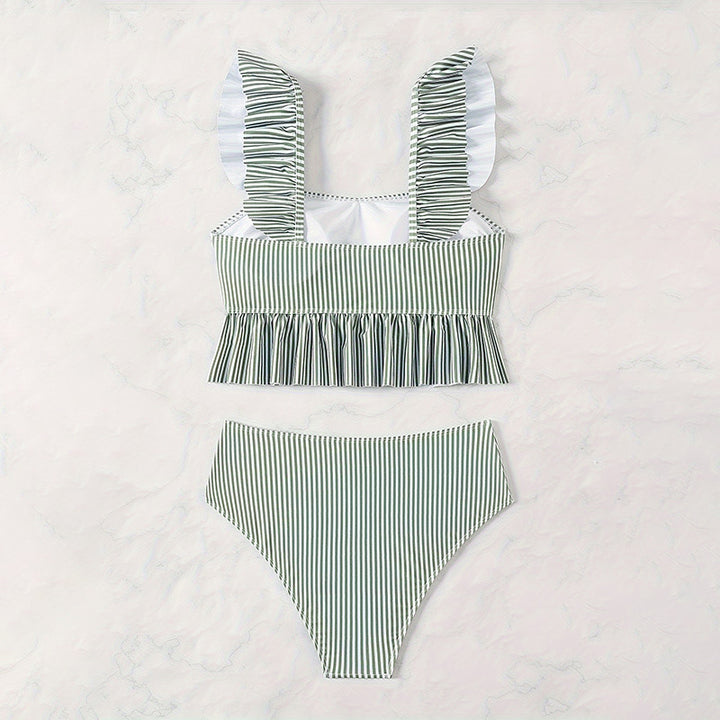 Damen Bikiniset mit verspieltem Rüschendesign und hoch taillierten Shorts Drune