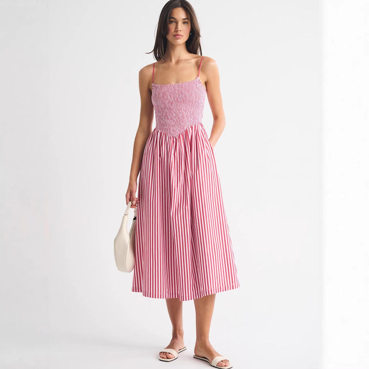 Damen Maxikleid mit floralem Design und elastischem Bund Drune