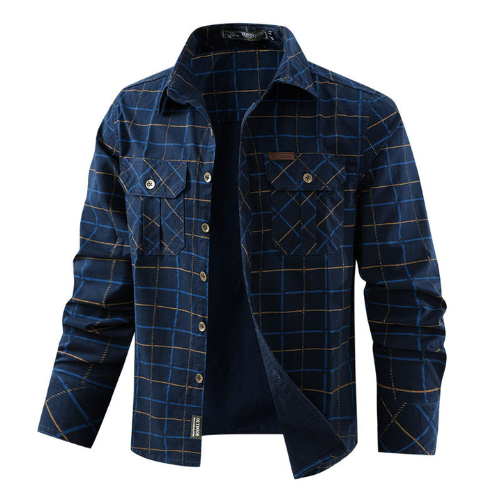 Herren nan kariertes Overshirt mit leichtem Thermofutter und doppelten Klappbrusttaschen Drune