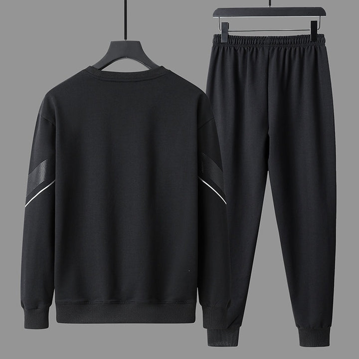 Herren Sportliches Freizeit-Trainingsset aus Sweatshirt & Jogginghose mit Reißverschlusstaschen Drune