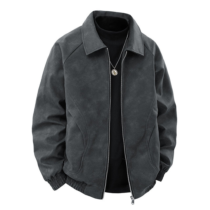 Herren Veloursleder‑Optik Blousonjacke mit Hemdkragen und elastischem Bund Drune