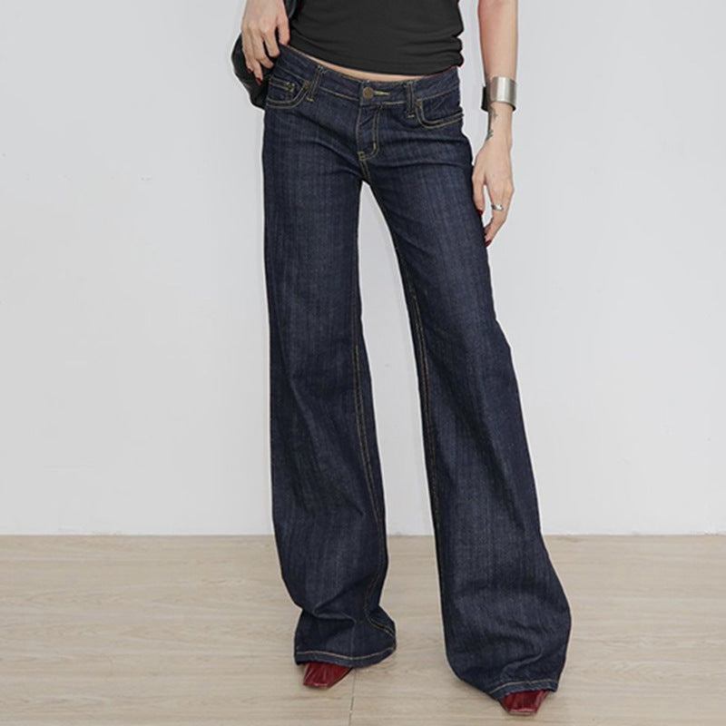 Damen Mid‑Rise Gerade-Jeans mit leicht ausgestelltem Bein und Kontrastnähten Drune