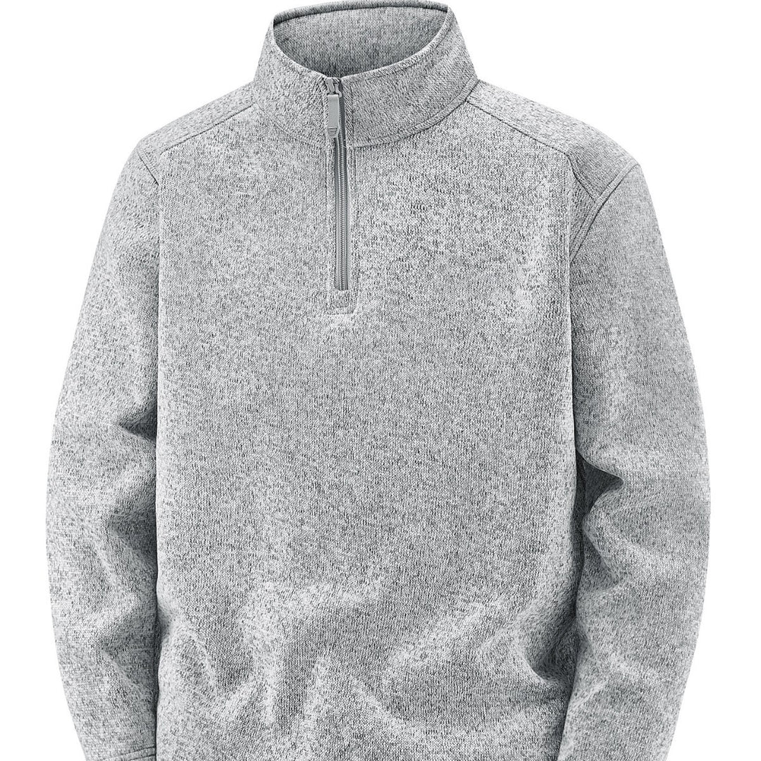 Herren Thermischer Strick-Fleecepullover mit halbem Reißverschluss und Stehkragen Drune