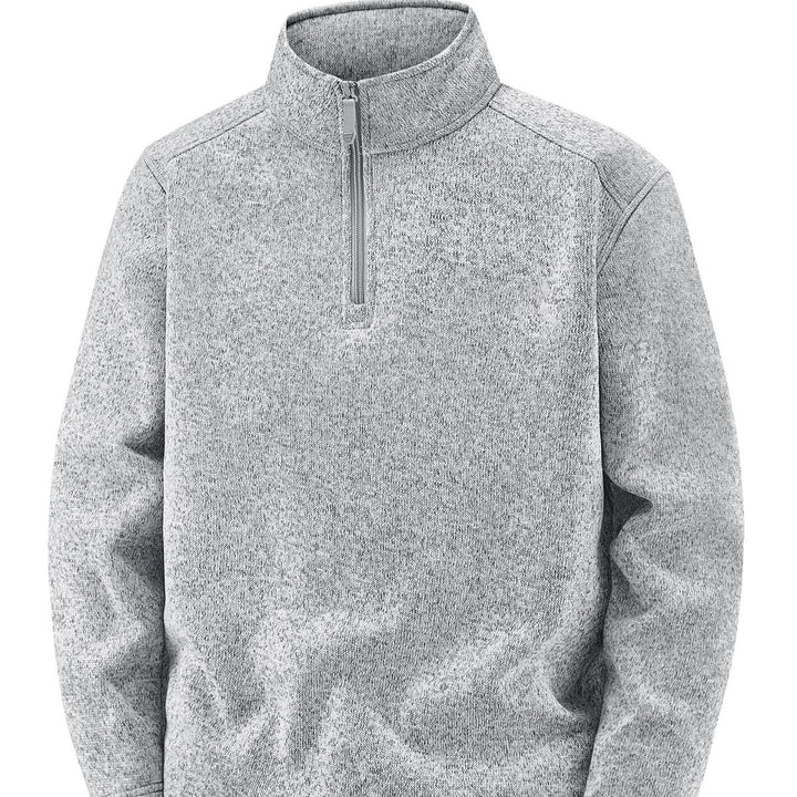 Herren Thermischer Strick-Fleecepullover mit halbem Reißverschluss und Stehkragen Drune