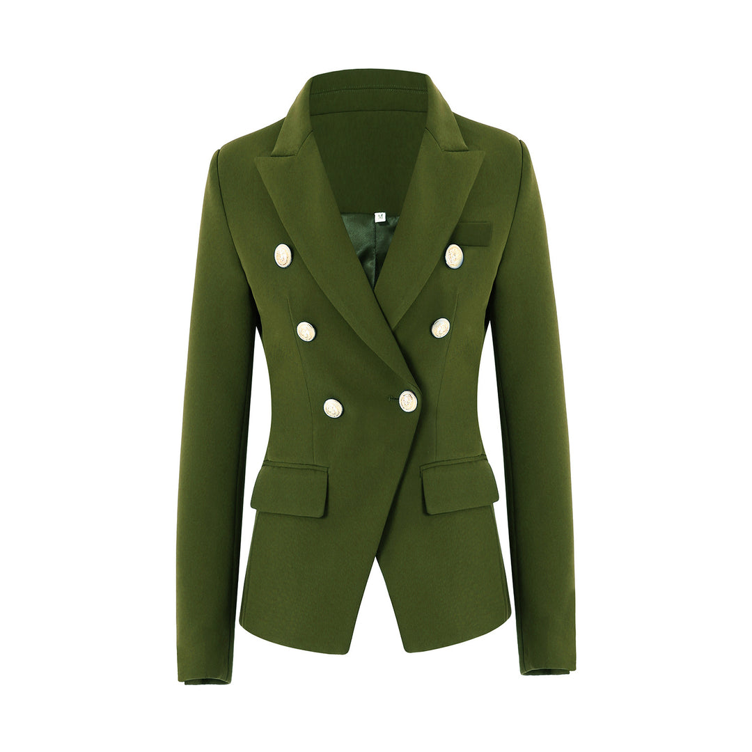 Damen Elegante Doppelreihige Blazerjacke mit goldenen Knöpfen Drune