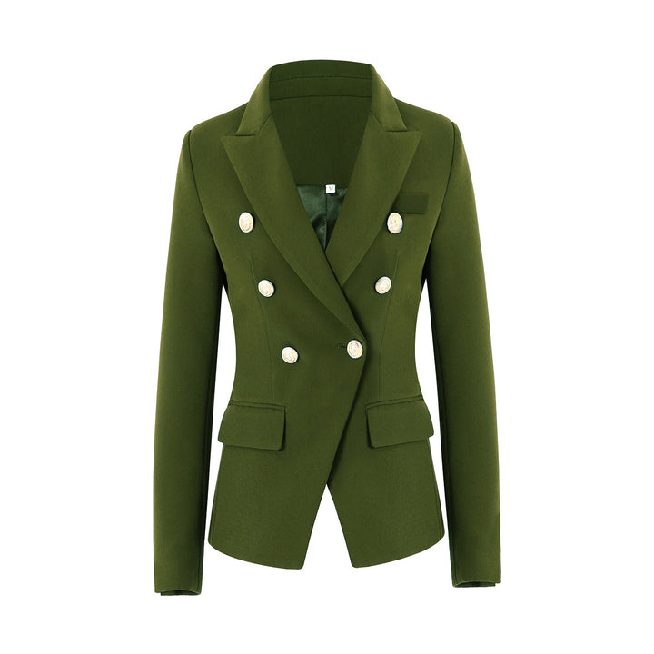 Damen Elegante Doppelreihige Blazerjacke mit goldenen Knöpfen Drune