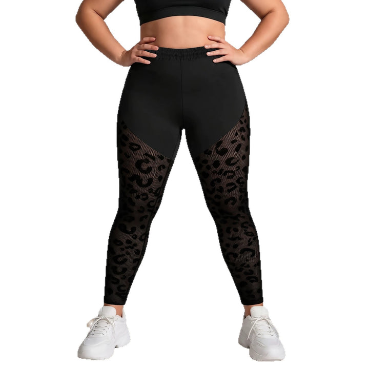 Damen formende High-Waist Leggings mit Overlay-Short und Leo-Mesh-Einsätzen Drune
