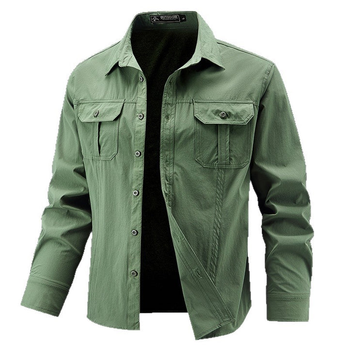 Herren Lässige Hemdjacke mit Brusttaschen Drune