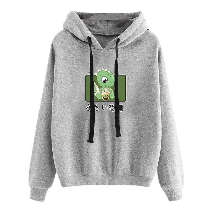 Damen nan kurz geschnittener Cropped-Kapuzenpullover mit niedlicher Frosch-Illustration und verstellbarer Kapuze Drune
