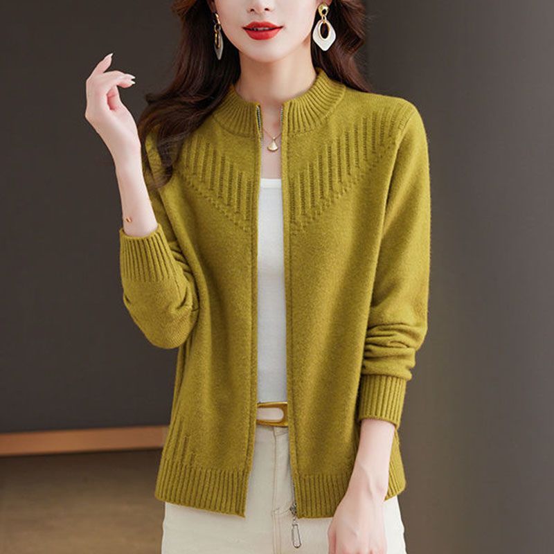 Damen Strickjacke mit hochgeschlossenem Kragen und Reißverschluss Drune