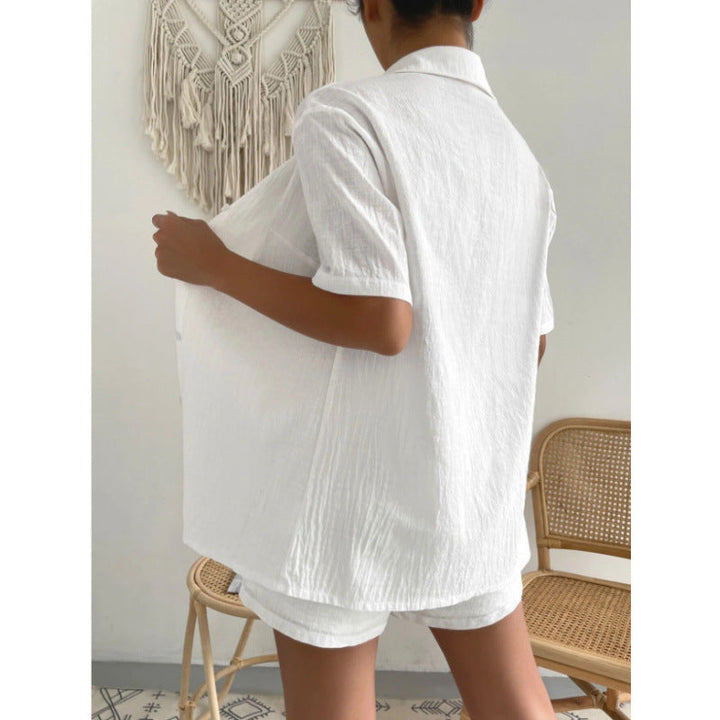 Damen Chice Loungewear-Kombination bestehend aus leichtem, atmungsaktivem Hemd und Shorts Drune