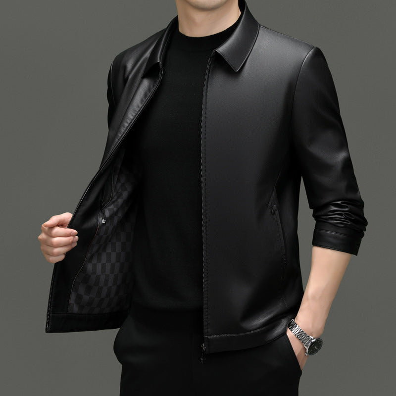 Herren Kunstlederjacke mit modernem Schnitt und feiner Textur Drune