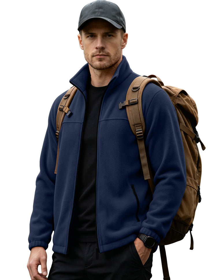 Herren Leichte Outdoor-Fleecejacke mit Stehkragen und Reißverschlusstaschen Drune