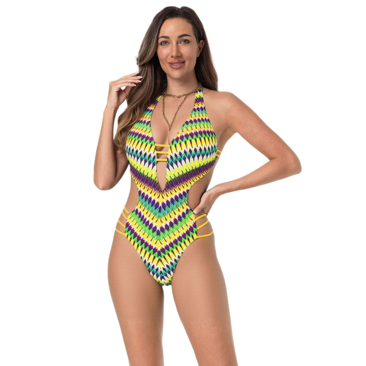 Damen Modern gestalteter Einteiler mit tiefem V-Ausschnitt Drune
