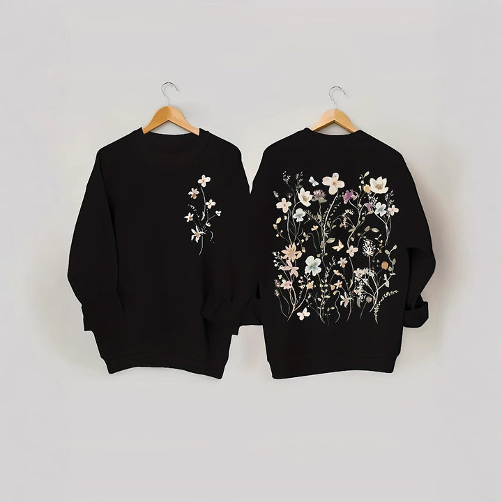 Damen Sweatshirt mit floralem Design und weichem Innenfutter Drune
