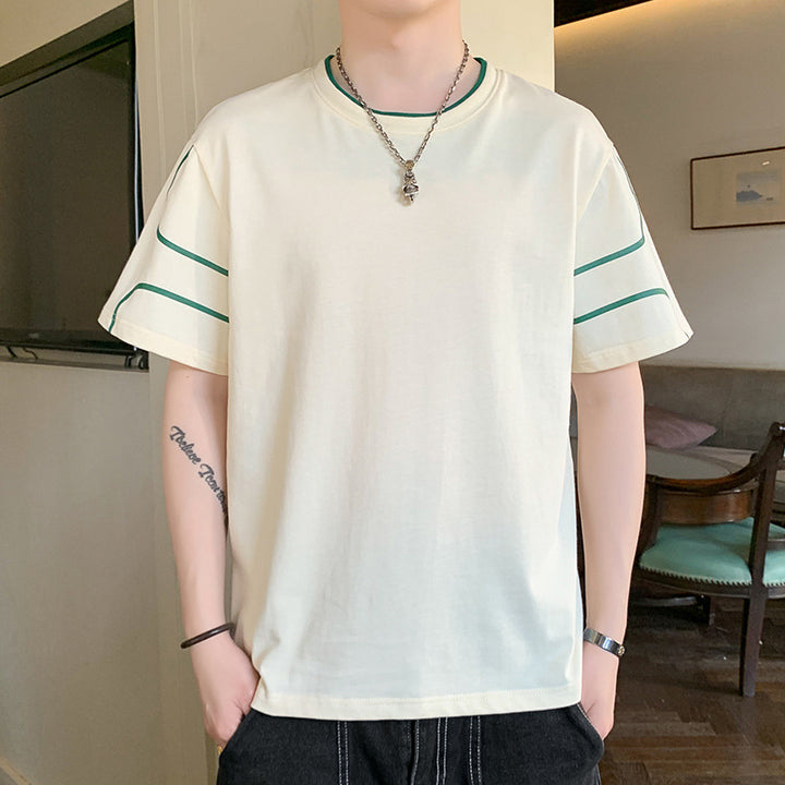 Herren Oversize-T-Shirt aus Baumwollmix mit Kontrastpaspelierung und Dropped-Shoulder Drune