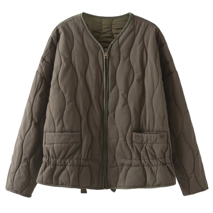 Damen nan gesteppte leichte Übergangsjacke mit wellensteppung, aufgesetzten Klapptaschen und Tunnelzugsaum Drune
