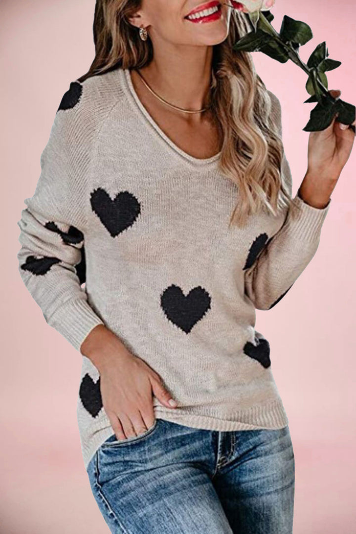 Damen kuscheliger Pullover mit herzförmigen Mustern Drune