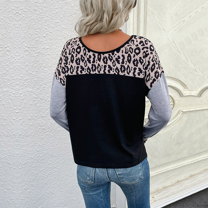 Damen Lässiges Jersey-Longsleeve mit Leo‑Yoke, melierten Ärmeln und lockerer Passform Drune