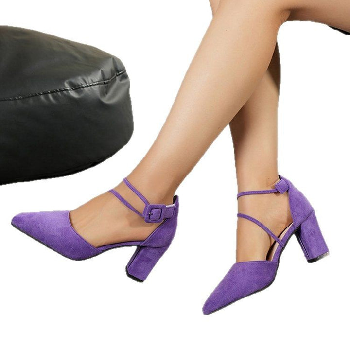 Damen Elegant-spitze Riemchen-Pumps mit geschwungenem Blockabsatz und doppeltem Knöchelriemen Drune