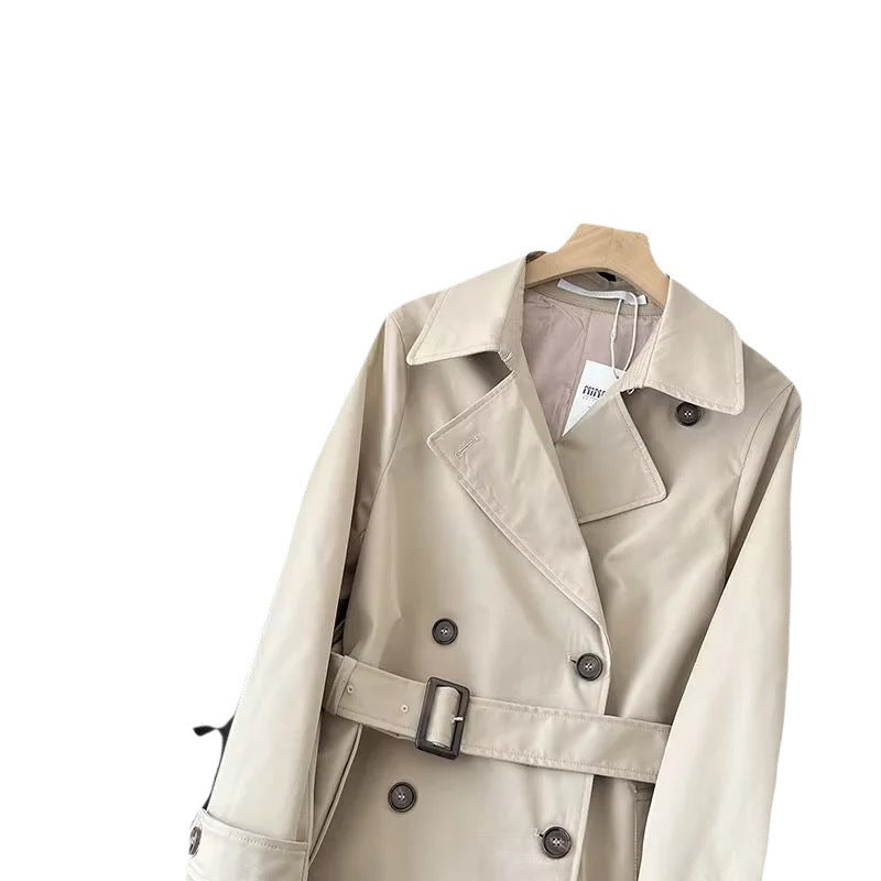 Damen Trenchcoat mit doppelter Knopfleiste und taillierbarem Gürtel Drune