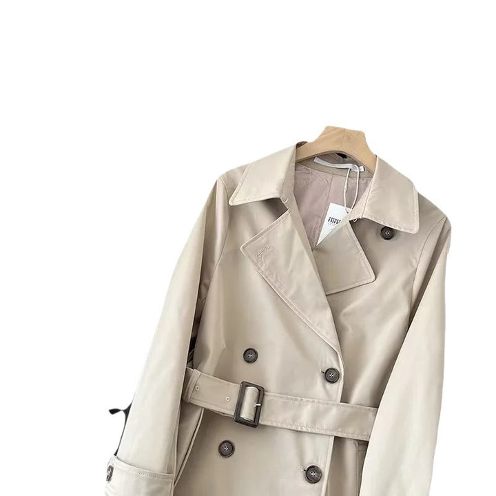 Damen Trenchcoat mit doppelter Knopfleiste und taillierbarem Gürtel Drune