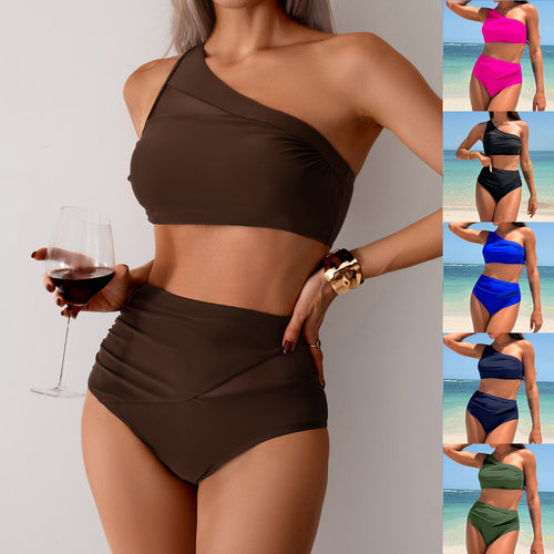 Damen Sportliches Bikini-Set mit asymmetrischem Oberteil und hohem Schnitt Drune