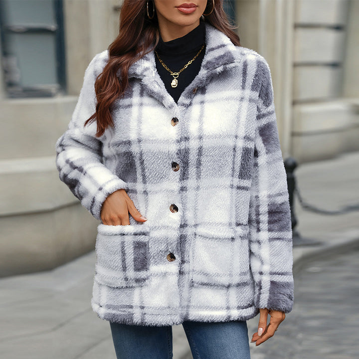 Damen Fleecepullover im Karodesign Drune