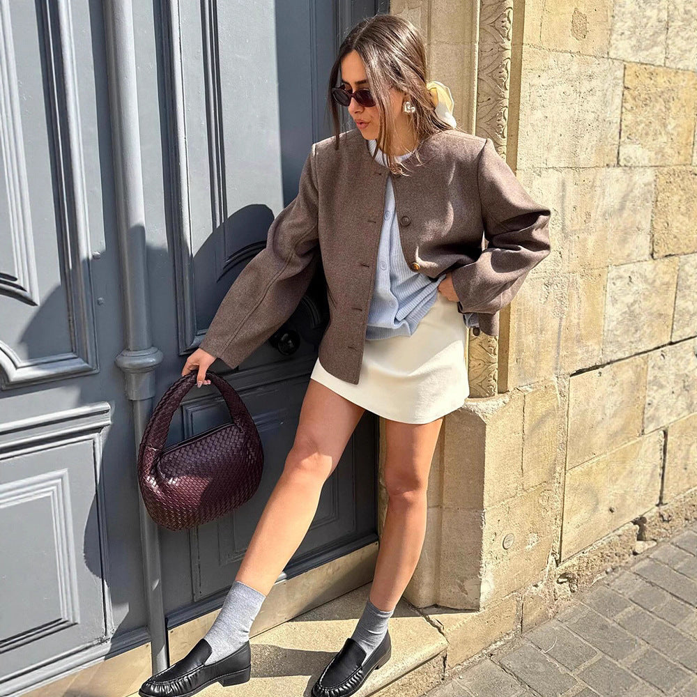 Damen lässige Wolljacke mit knopfdetails und praktischen Taschen Drune