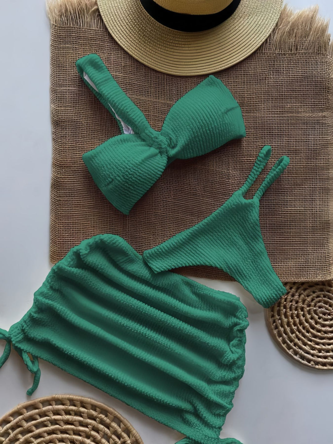 Damen Bandeau-Bikini-Set mit Raffungen Drune