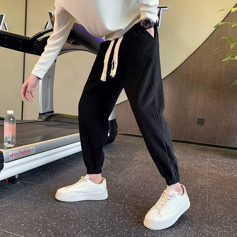 Herren Gerippte Relax-Jogginghose mit Tunnelzug, Eingrifftaschen und elastischen Saumabschlüssen Drune