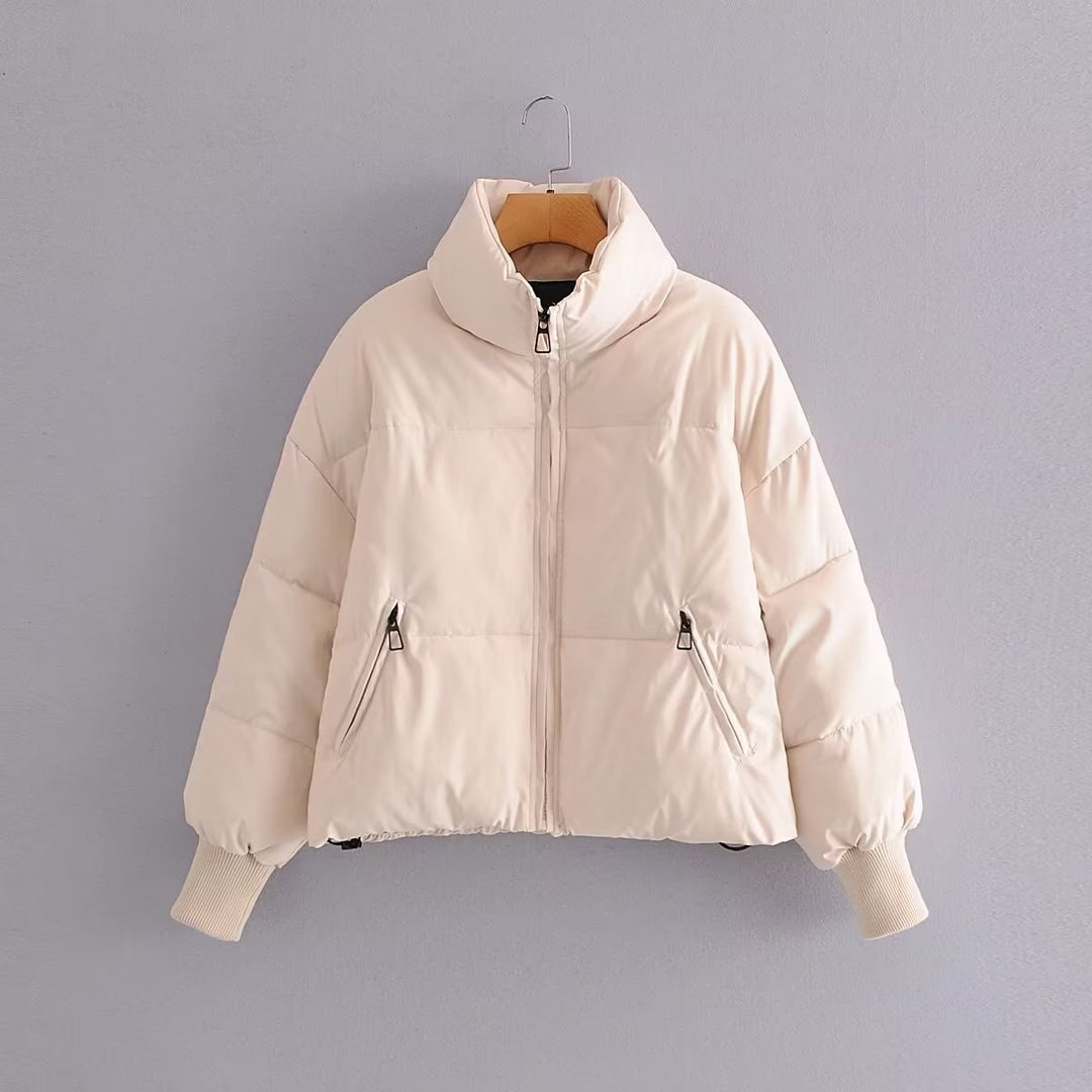 Damen Kurzer Stepp‑Puffer mit hohem Stehkragen und gerippten Bündchen Drune