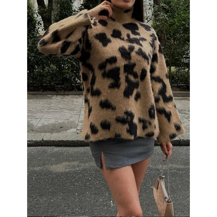 Damen Oversized Pullover mit Leopardenmuster Drune