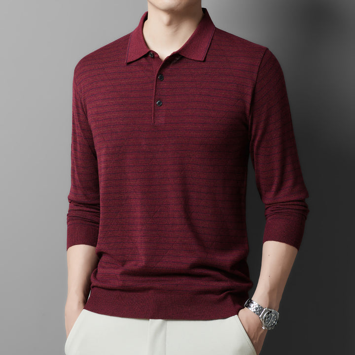 Herren Langarm-Polo mit eleganter Struktur und modernem Kragen Drune