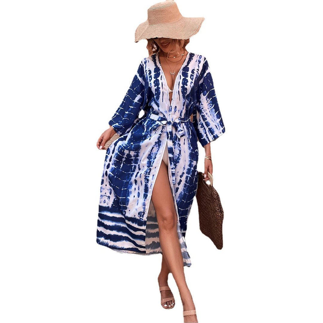 Damen Wickel-Kimono-Überwurf mit praktischem Bindegürtel Drune